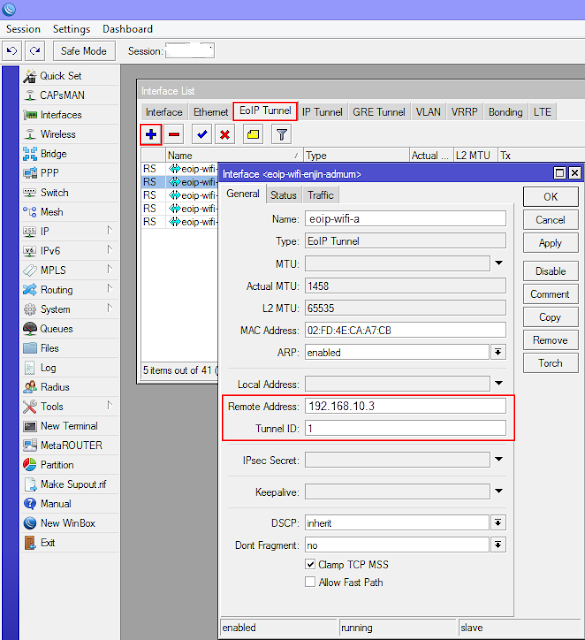 Create EoIP interface in Server
