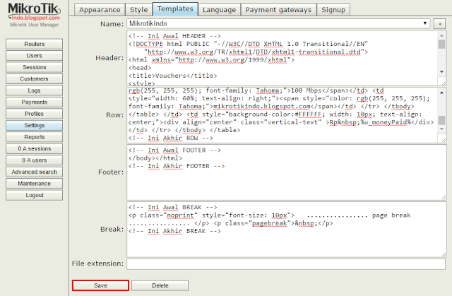 Mikrotik Usermanager Templates