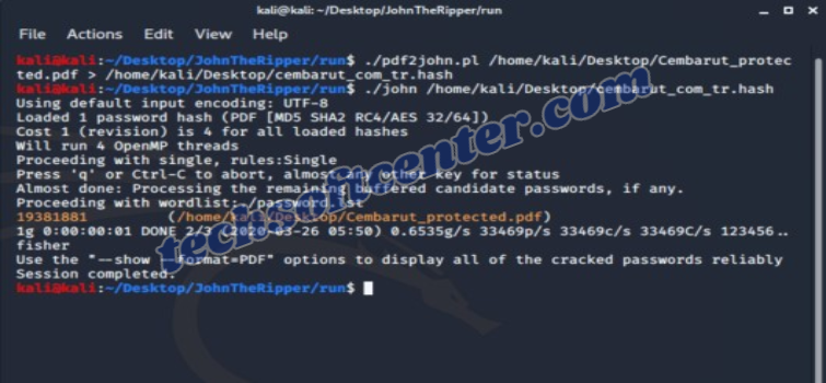 How to crack PDF with Brute Force using John Ripper on Kali Linux?