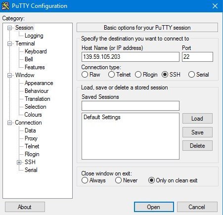 Access Console via Putty