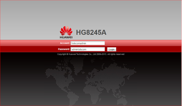 Username & Password Modem GPON Huawei HG8245A