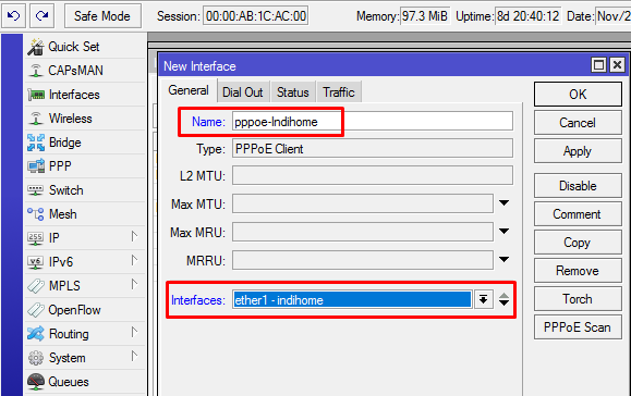 Mikrotik Interface PPPoE