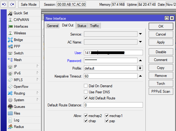 Mikrotik Interface PPPoE