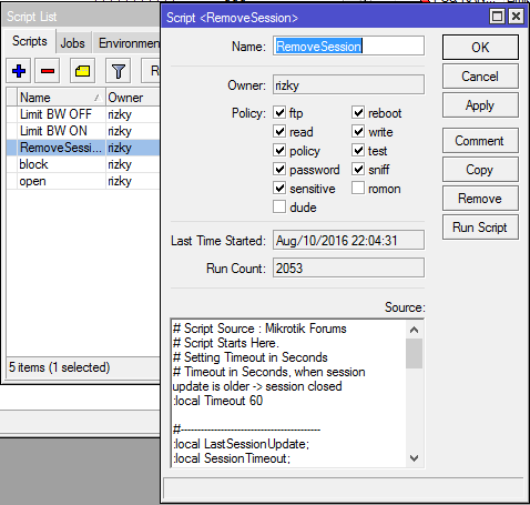 User Manager Sessions
