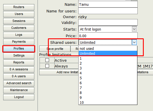 Shared User Manager Mikrotik