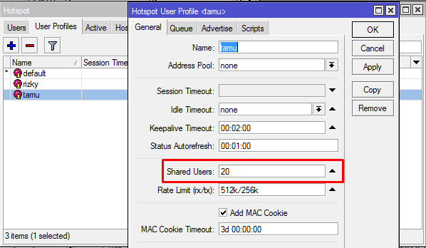 Shared User Mikrotik