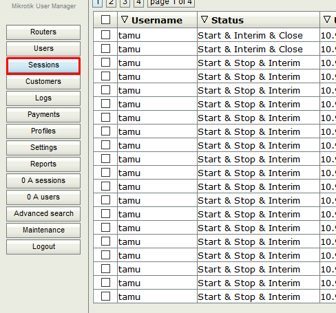User Manager Sessions