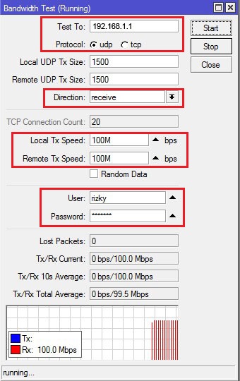 Btest Gigabit 100 Mbps UDP